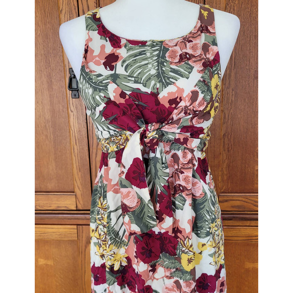 World Market Women's Tropical Tie Front Floral Sleeveless Dress. Size S/M‎ - Picture 2 of 10